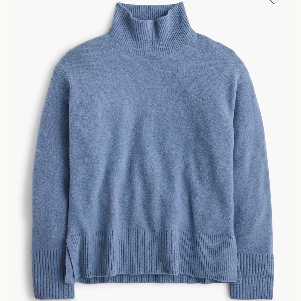 J. Crew Extra Soft Blue Knit Mockneck Sweater